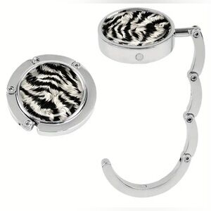 Foldable Metal Zebra Print Purse Hook